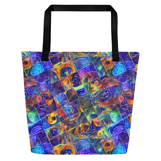 Vivid Vertigo on a Large Tote Bag W/ Pocket