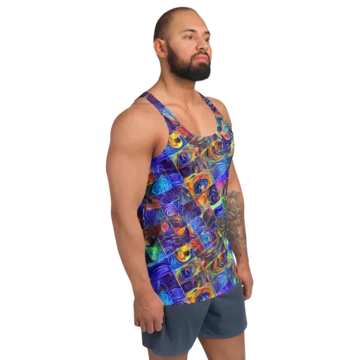 Vivid Vertigo on a Men's Tank Top