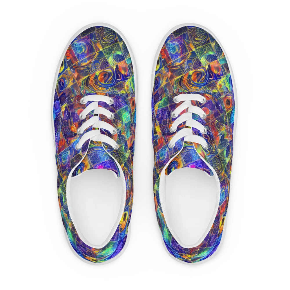 Vivid Vertigo on Men's Lace-Up Canvas Shoes — Front