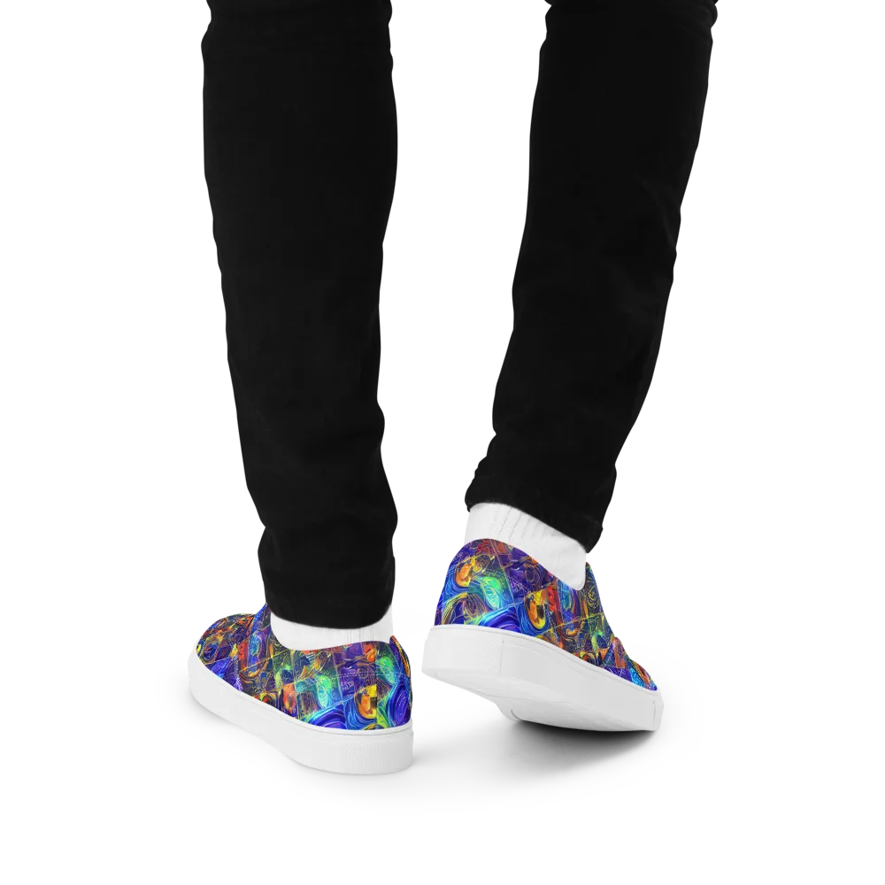 Vivid Vertigo on Men's Lace-Up Canvas Shoes — Back