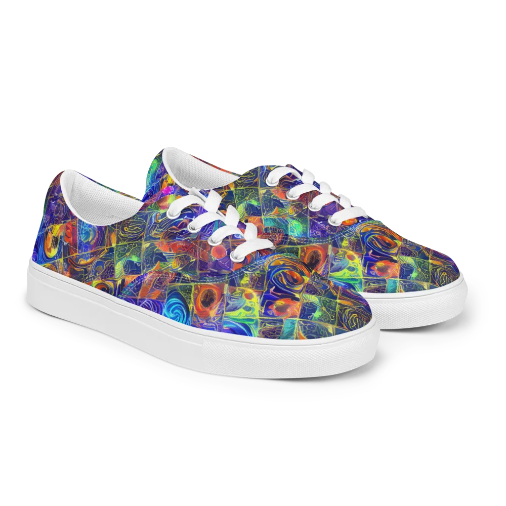 Vivid Vertigo on Men's Lace-Up Canvas Shoes — Right Front