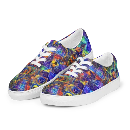 Vivid Vertigo on a Men's Lace-Up Canvas Shoes