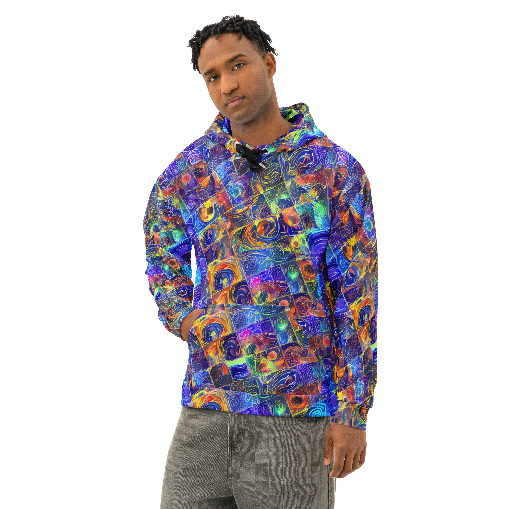 Vivid Vertigo on Cotton Hoodie — Left Front
