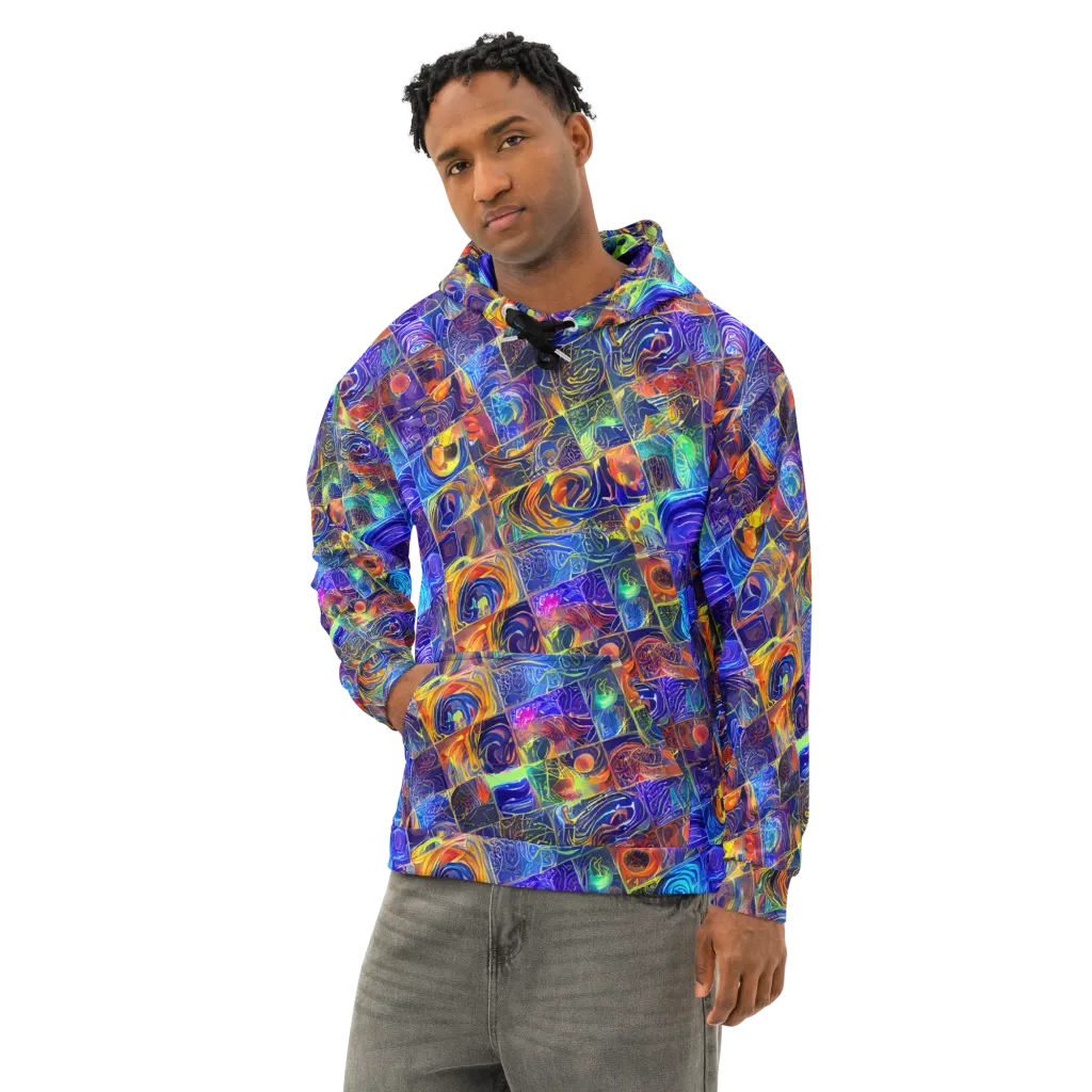 Vivid Vertigo on Cotton Hoodie — Left Front