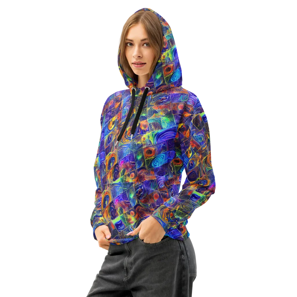 Vivid Vertigo on Cotton Hoodie — Left Front