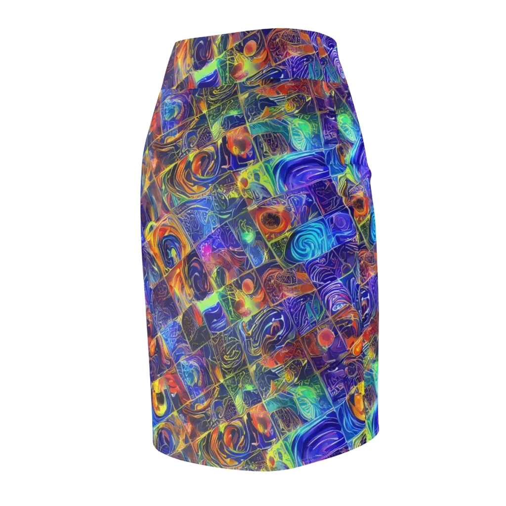 Vivid Vertigo on Pencil Skirt — Back Side