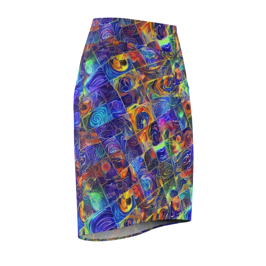 Vivid Vertigo on Pencil Skirt — Front Side