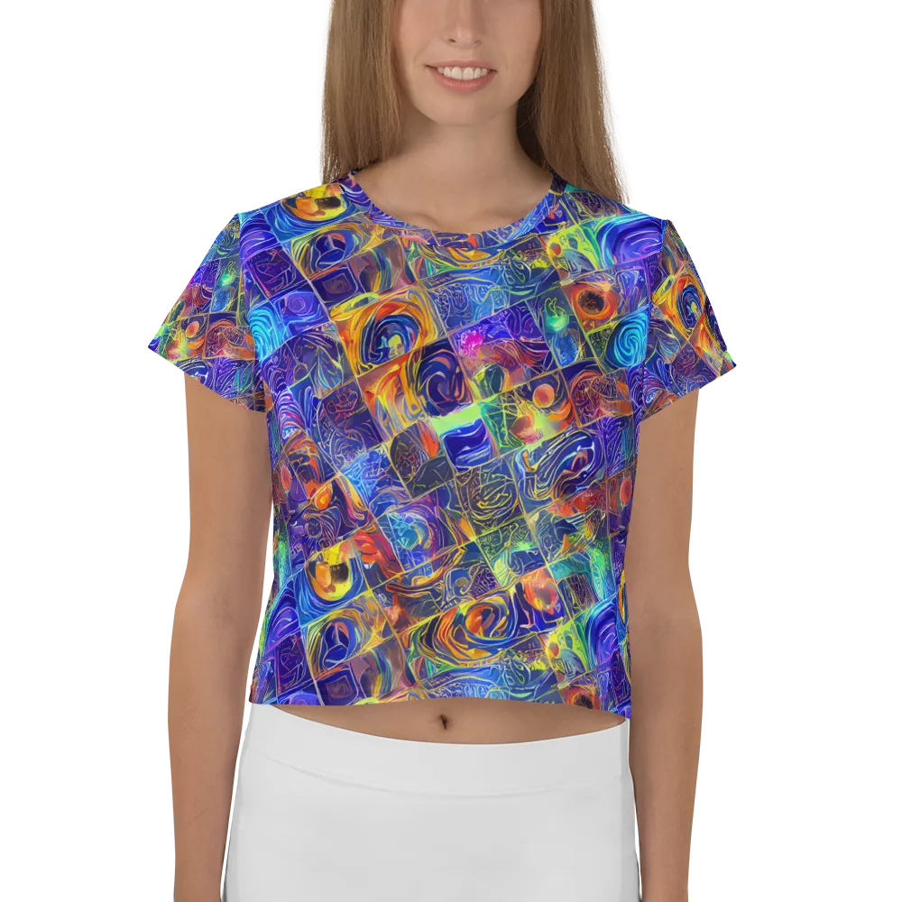 Vivid Vertigo on Crop Tee — Front