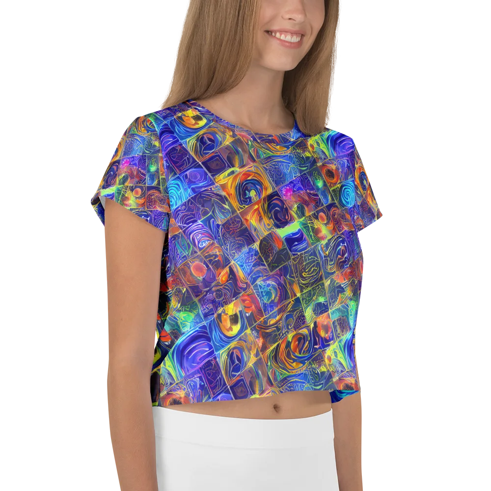 Vivid Vertigo on Crop Tee — Right