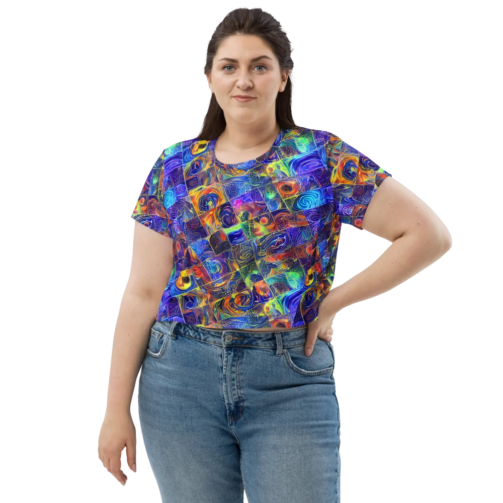 Vivid Vertigo on Crop Tee — Front