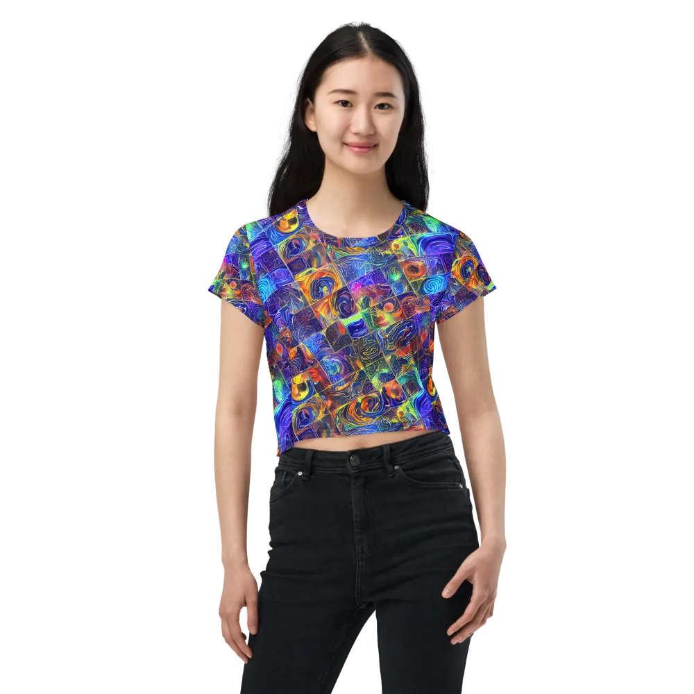Vivid Vertigo on Crop Tee — Front