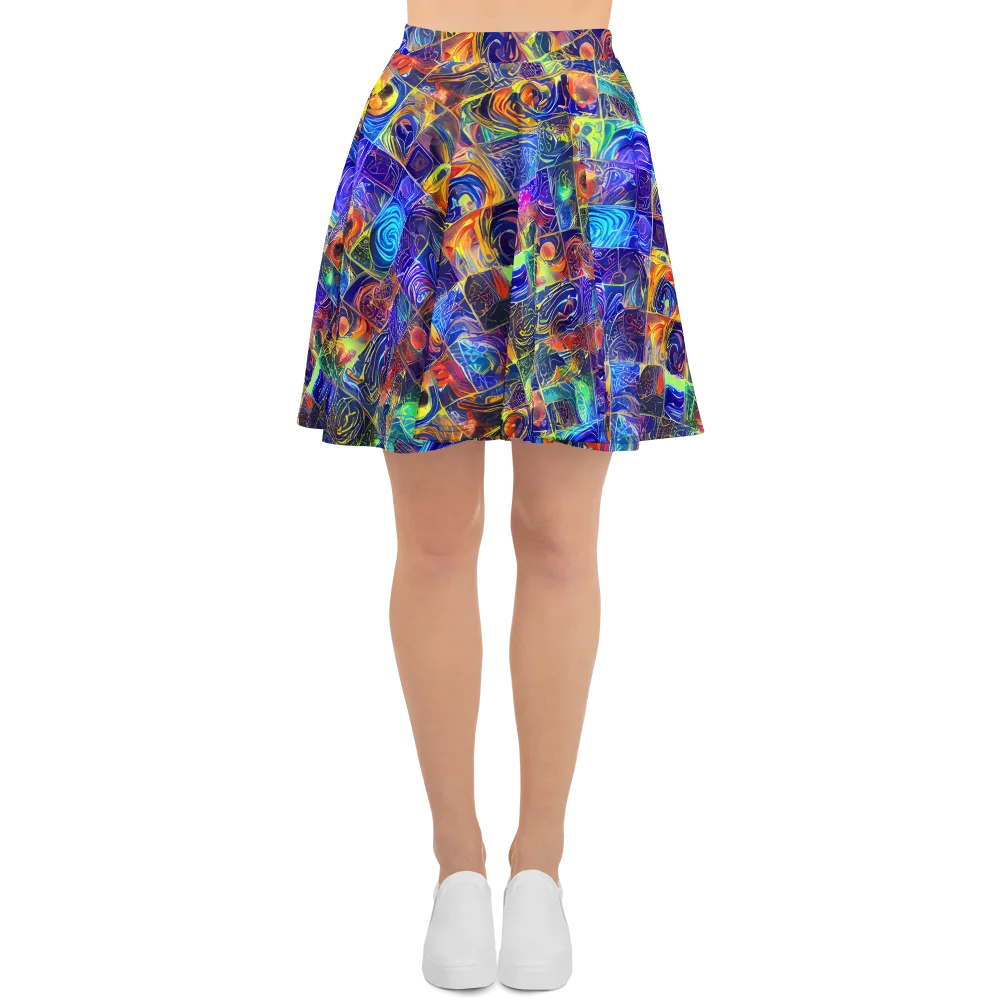 Vivid Vertigo on Skater Skirt — Front