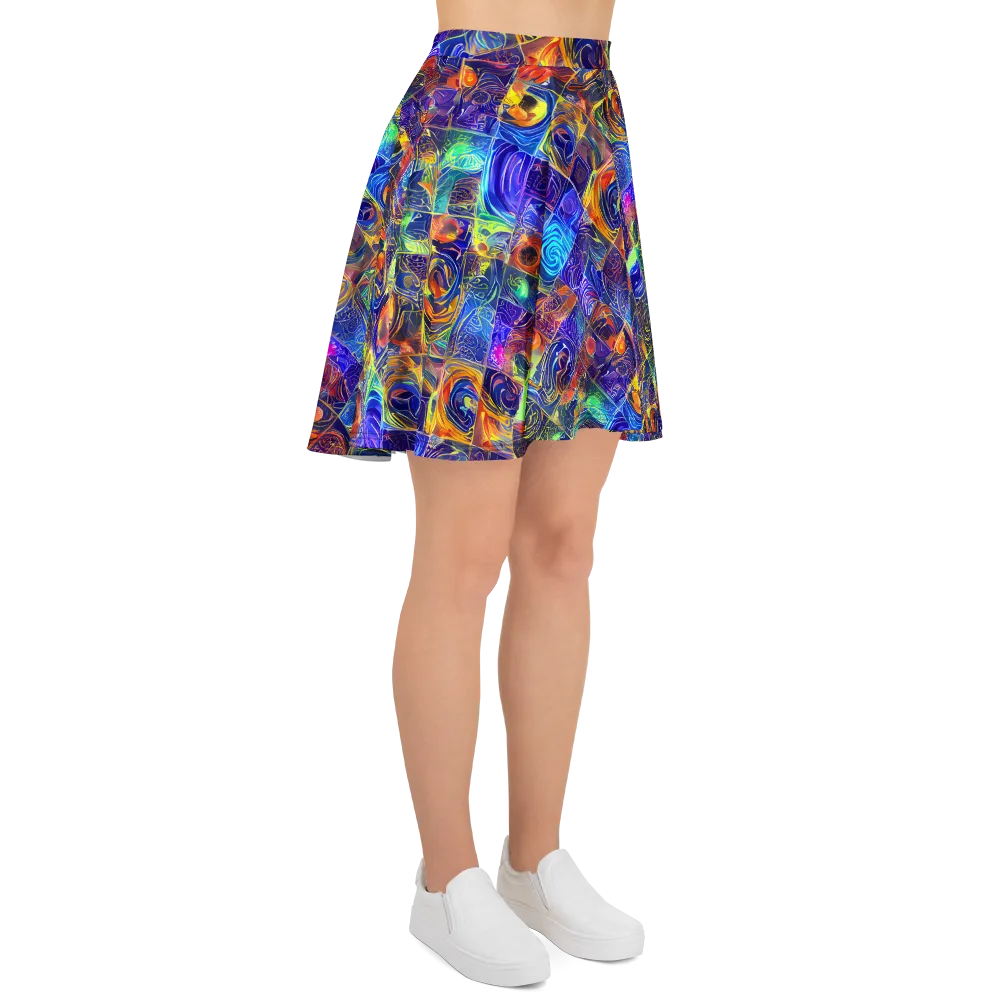 Vivid Vertigo on Skater Skirt — Right