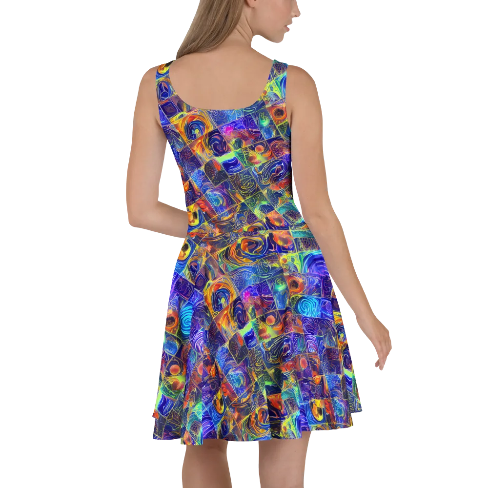 Vivid Vertigo on Skater Dress — Back