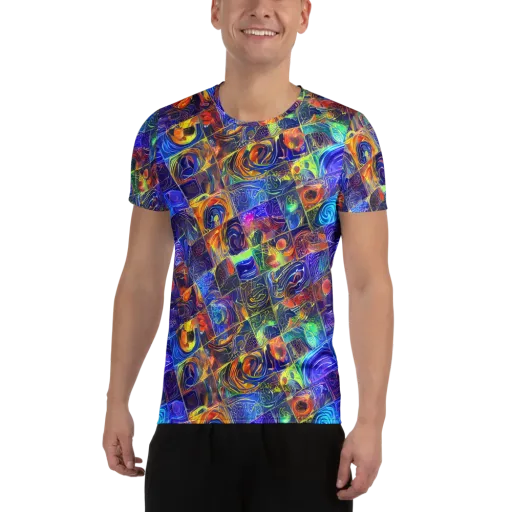 Vivid Vertigo on a Men's Athletic T-Shirt