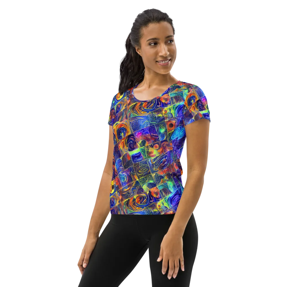 Vivid Vertigo on Women's Athletic T-Shirt — Left
