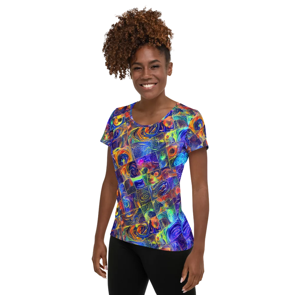 Vivid Vertigo on Women's Athletic T-Shirt — Left