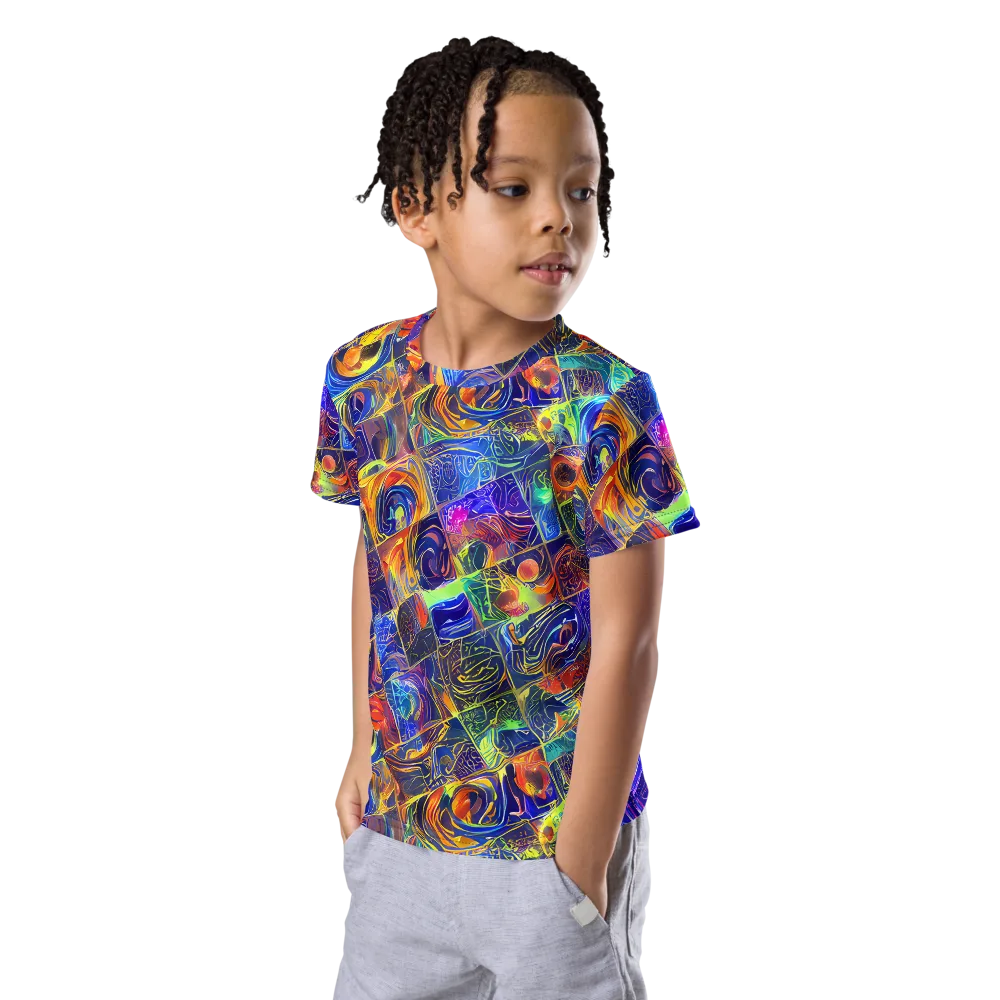 Vivid Vertigo on Kids Crew Neck T-Shirt — Left Front