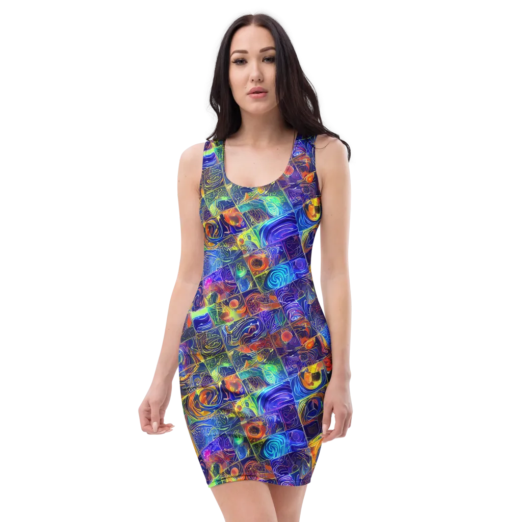 Vivid Vertigo on Bodycon Dress — Front