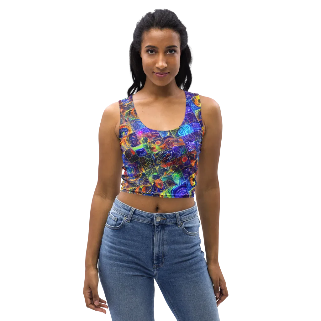 Vivid Vertigo on Crop Top — Front