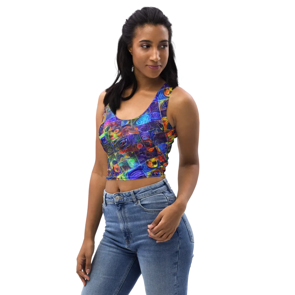 Vivid Vertigo on Crop Top — Left Front