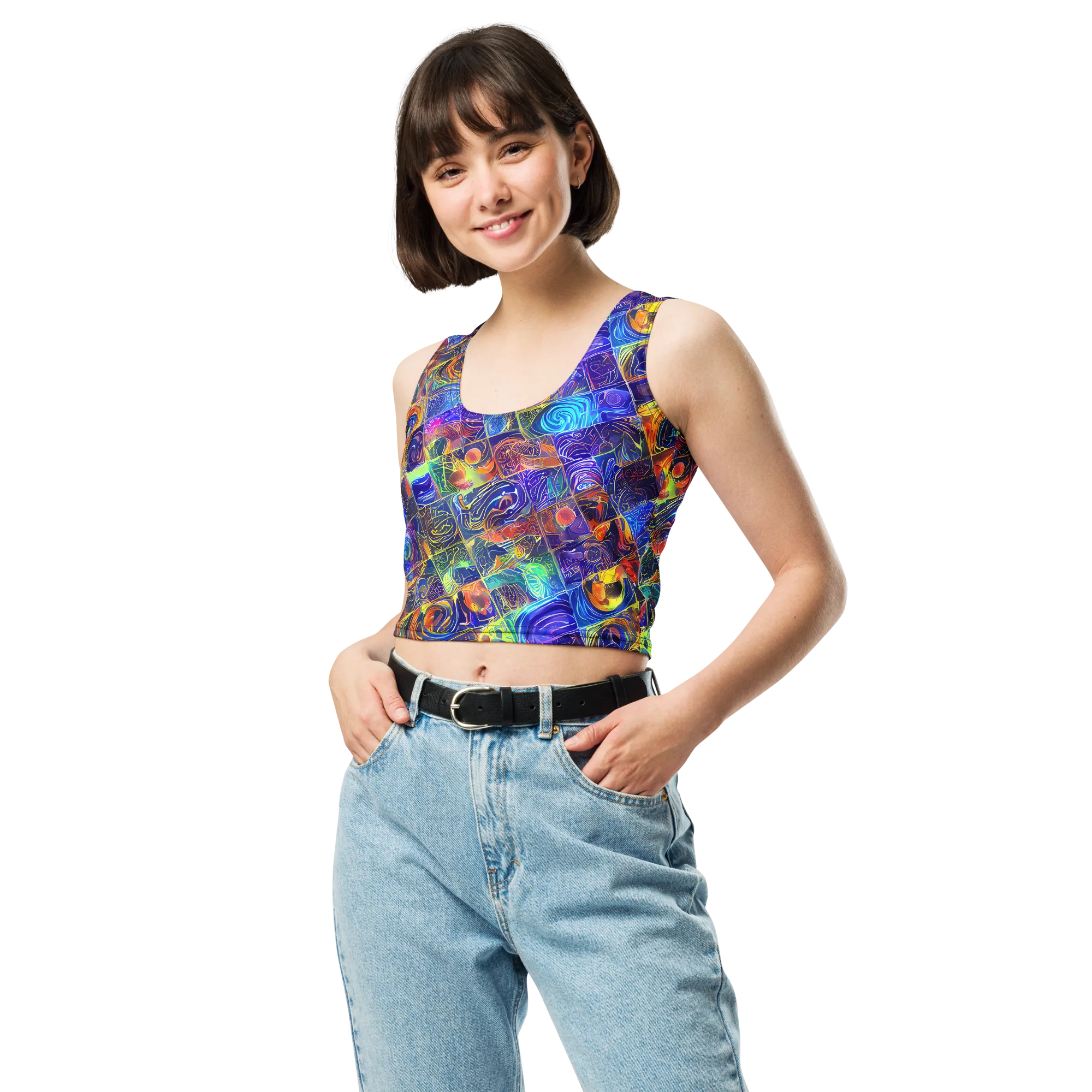 Vivid Vertigo on Crop Top — Front
