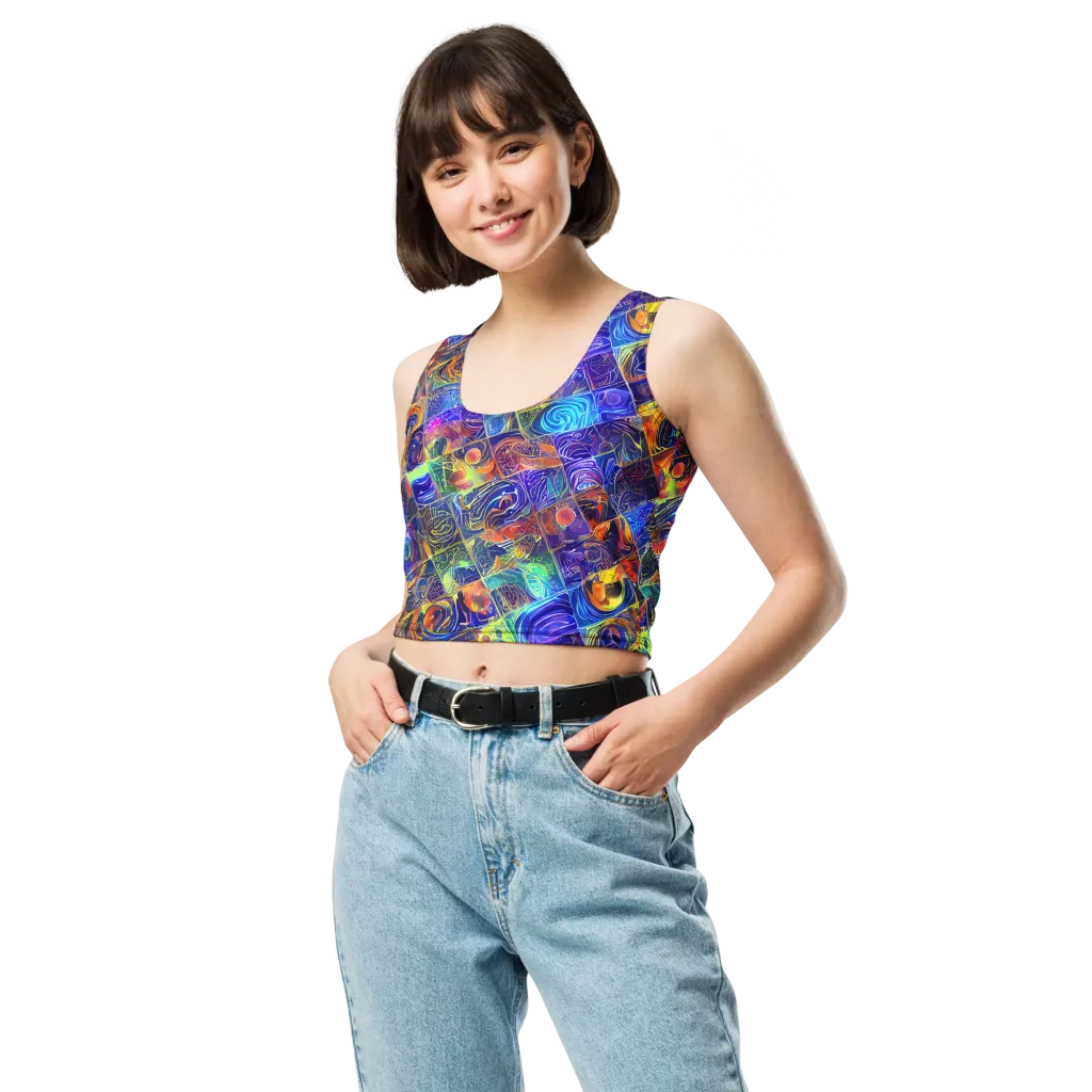 Vivid Vertigo on Crop Top — Front