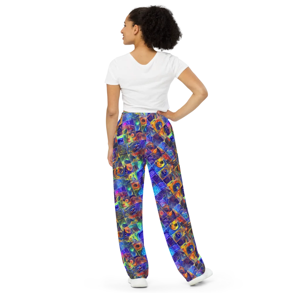Vivid Vertigo on Wide-Leg Pants — Back