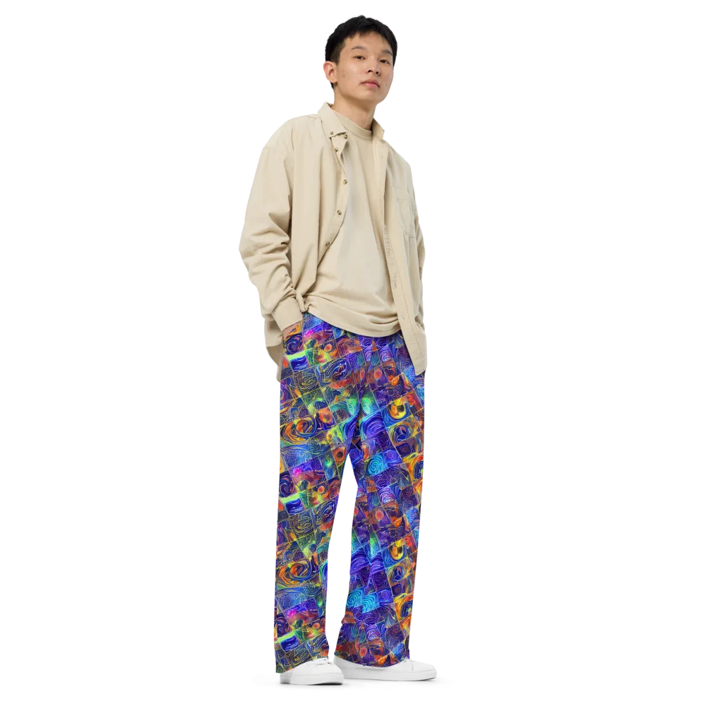 Vivid Vertigo on Wide-Leg Pants — Right Front