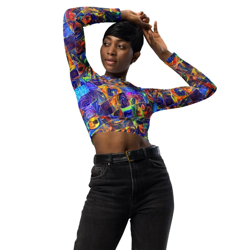 Vivid Vertigo on Long Sleeve Crop Top — Front