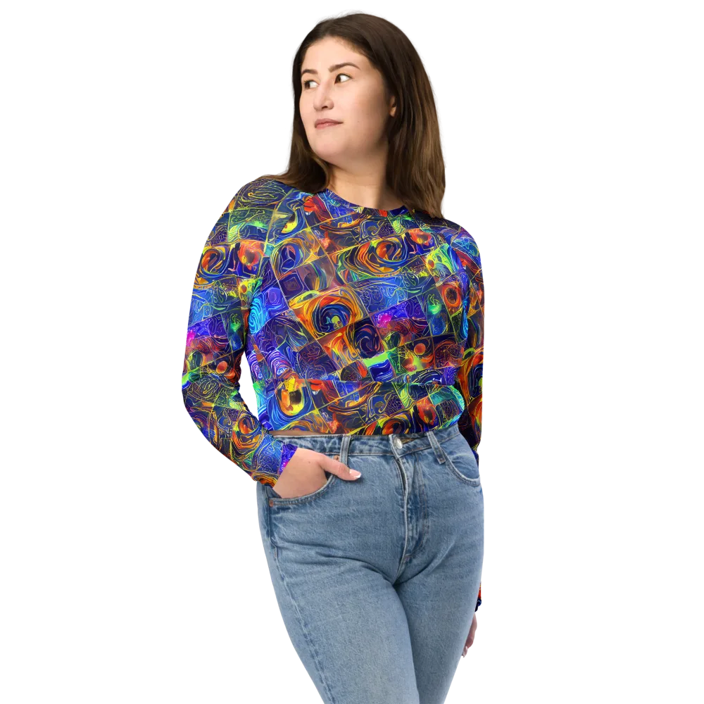 Vivid Vertigo on Long Sleeve Crop Top — Front