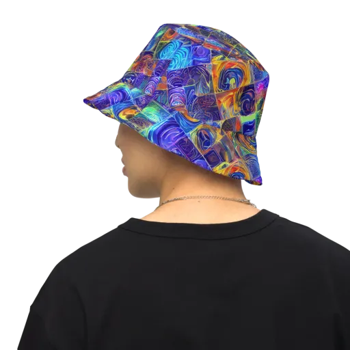Vivid Vertigo on a Reversible Bucket Hat
