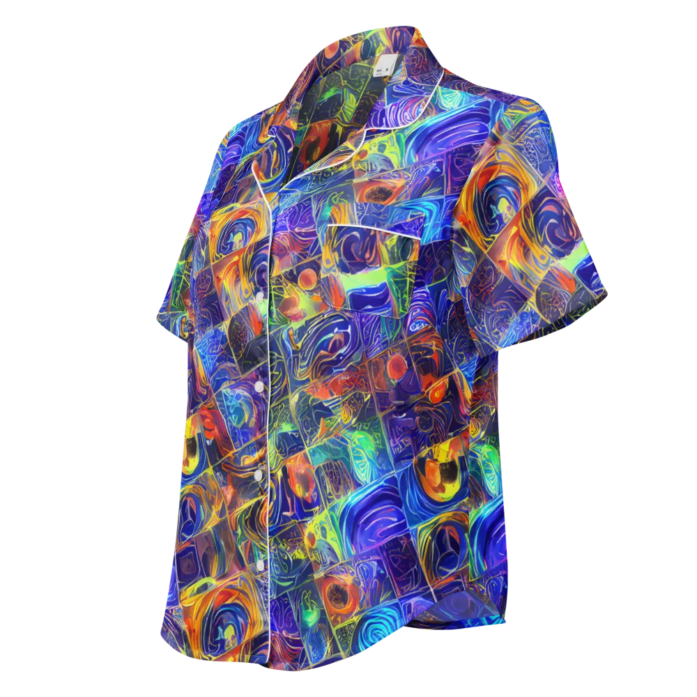 Vivid Vertigo on Women's Short Sleeve Pajama Top — Left Front