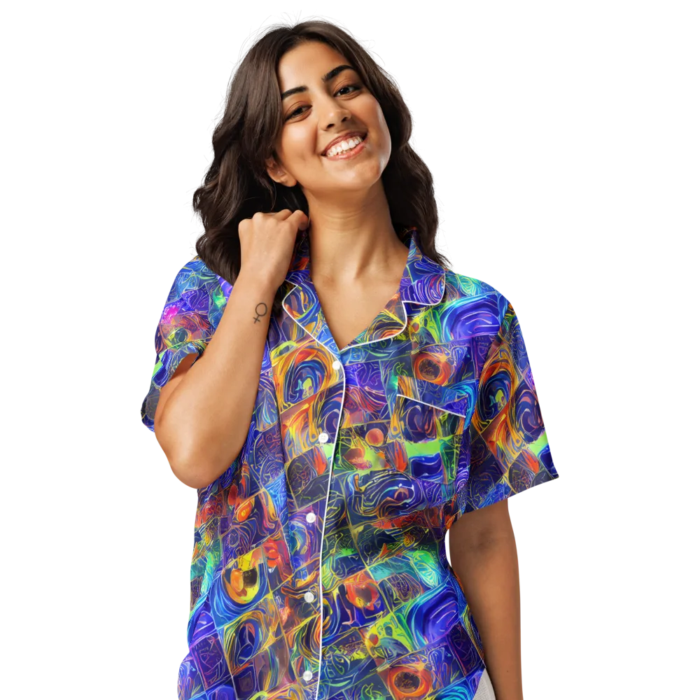 Vivid Vertigo on Women's Short Sleeve Pajama Top — Front