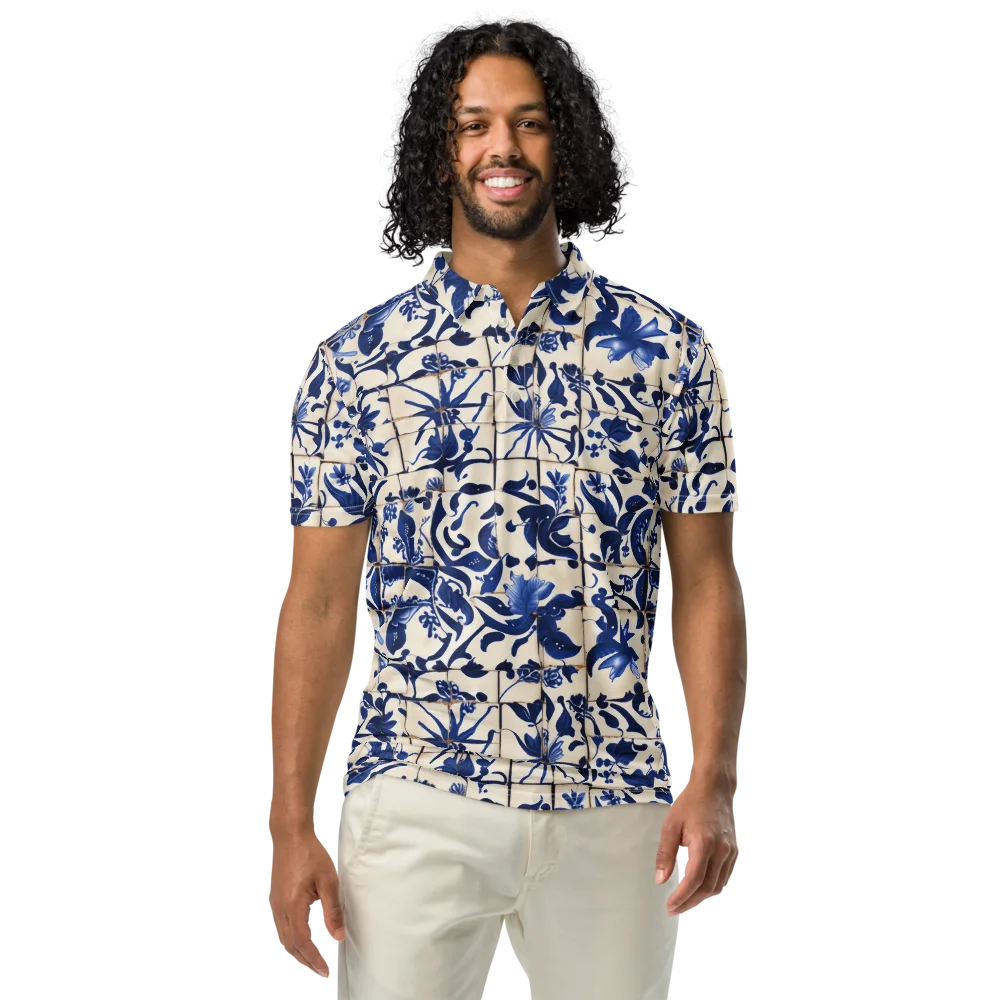 Cobalt Delft on Men's Slim Fit Polo Shirt — Front