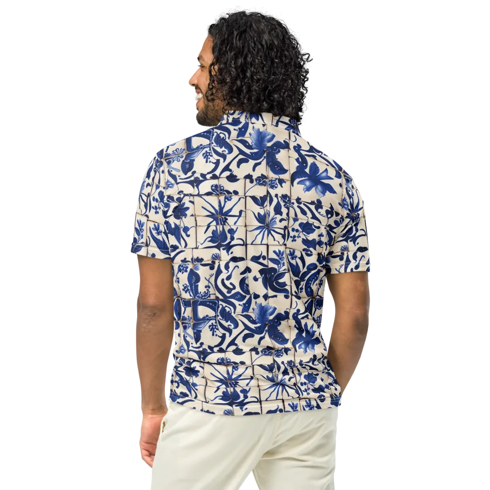 Cobalt Delft on Men's Slim Fit Polo Shirt — Back