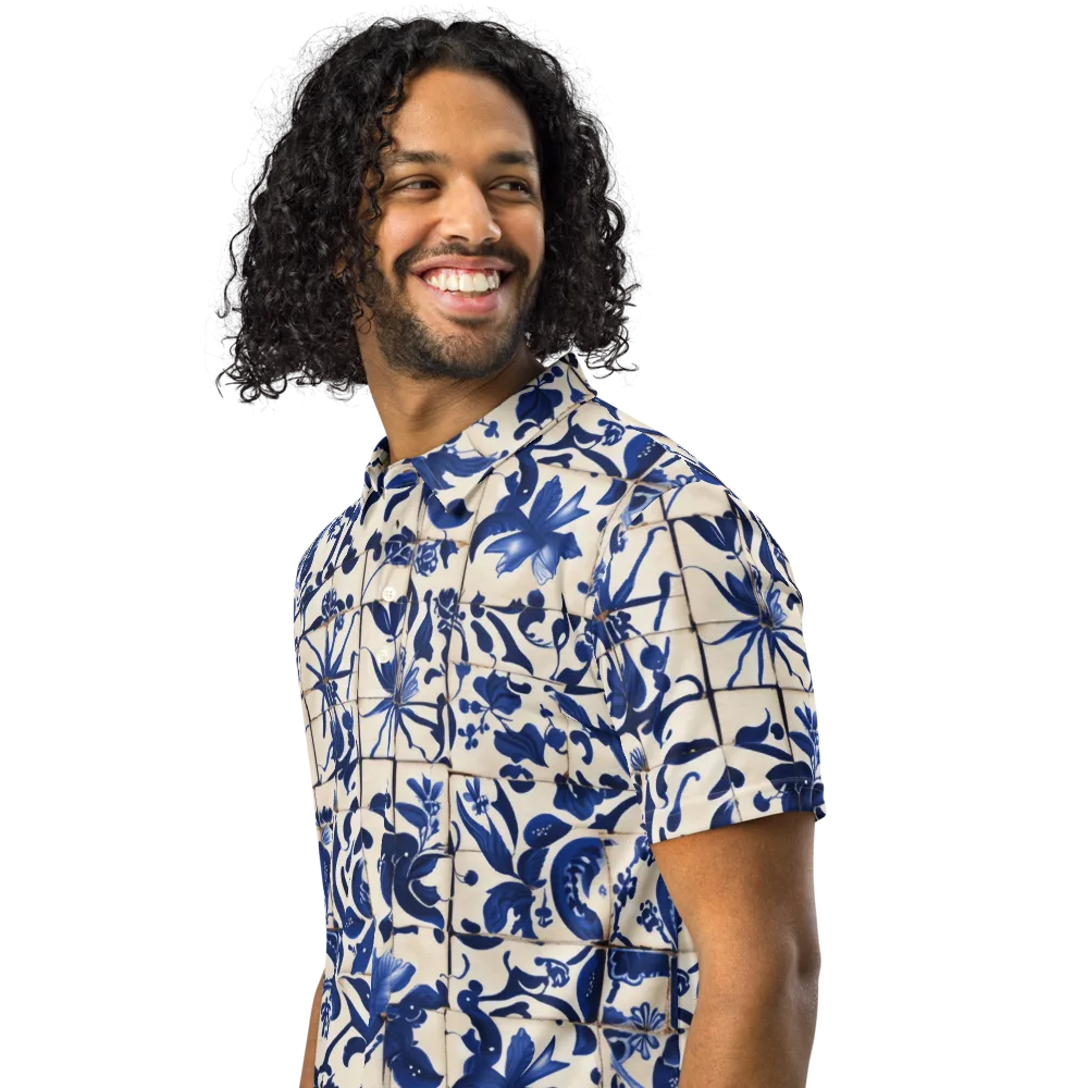 Cobalt Delft on Men's Slim Fit Polo Shirt — Left Front