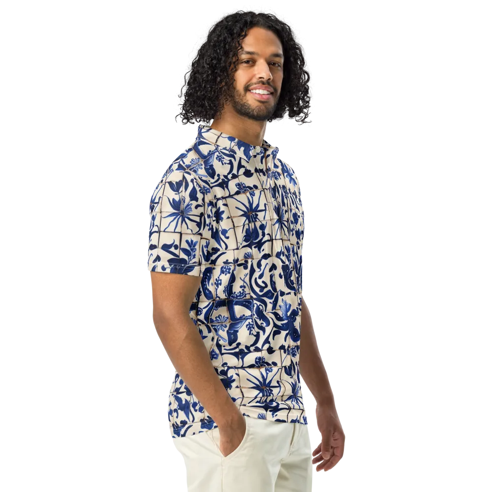 Cobalt Delft on Men's Slim Fit Polo Shirt — Right Front