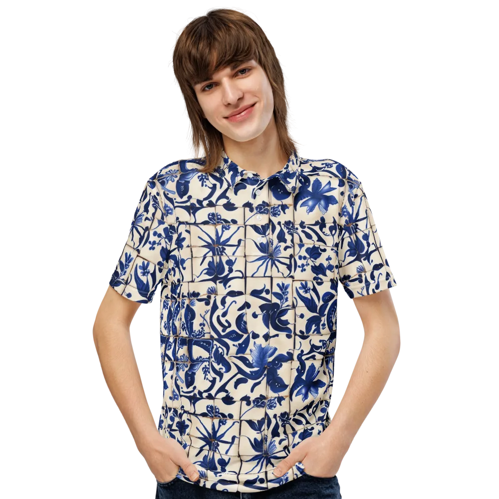 Cobalt Delft on Men's Slim Fit Polo Shirt — Front