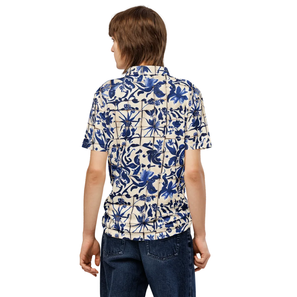 Cobalt Delft on Men's Slim Fit Polo Shirt — Back