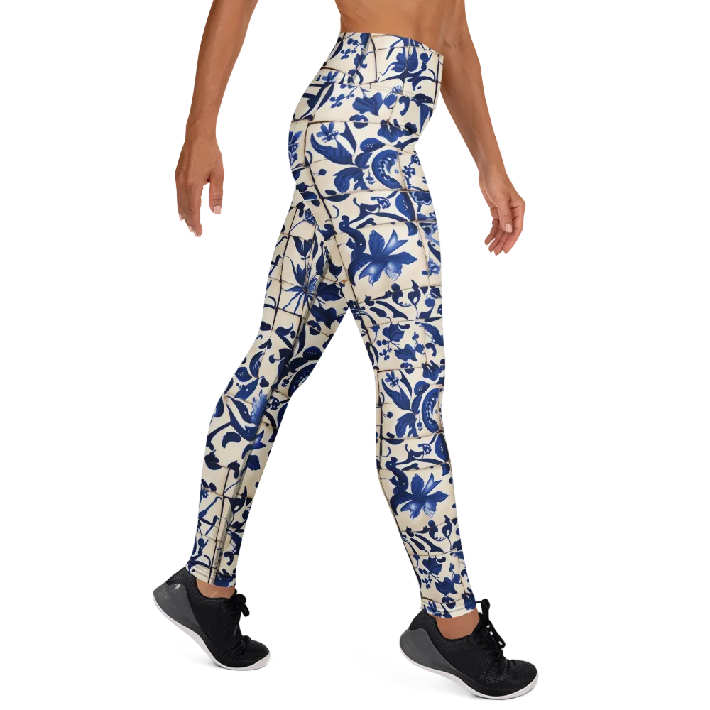 Cobalt Delft on Yoga Leggings — Right