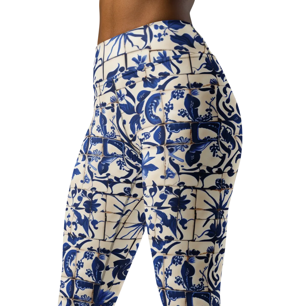 Cobalt Delft on Yoga Leggings — Left Front