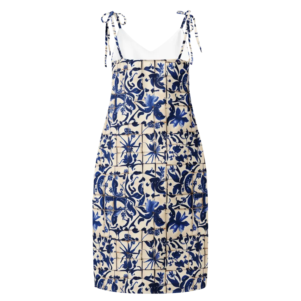Cobalt Delft on Slip Dress — Back