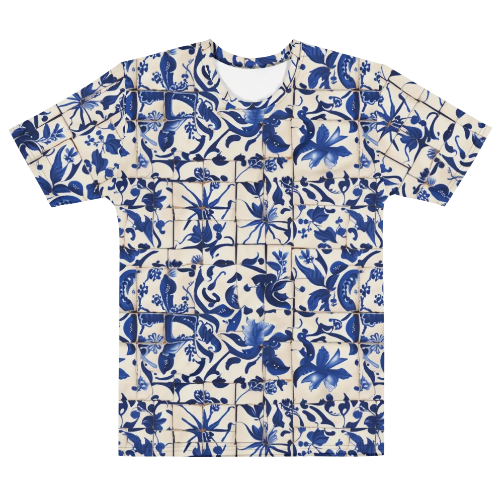 Cobalt Delft on Men's Cotton Crew Neck T-Shirt — Front
