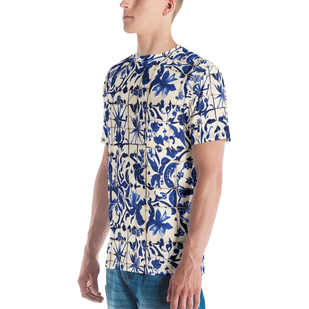 Cobalt Delft on Men's Crew Neck T-Shirt — Left