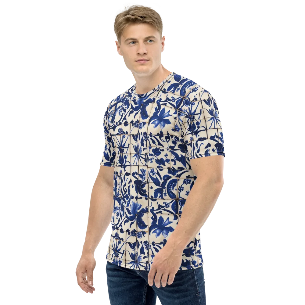 Cobalt Delft on Men's Crew Neck T-Shirt — Left