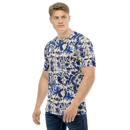 Cobalt Delft on a Men's Crew Neck T-Shirt