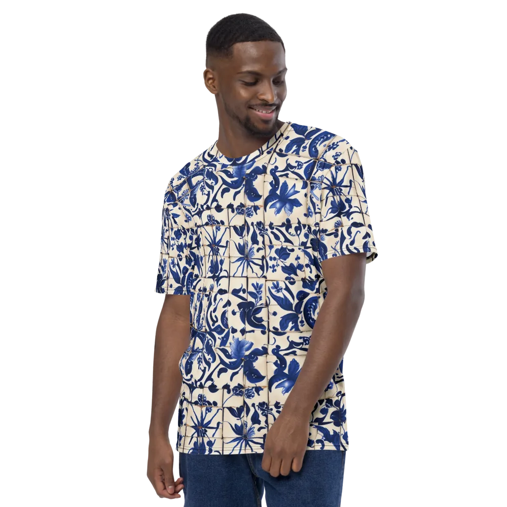 Cobalt Delft on Men's Crew Neck T-Shirt — Left