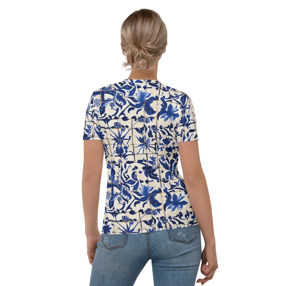Cobalt Delft on Women's Crew Neck T-Shirt — Back