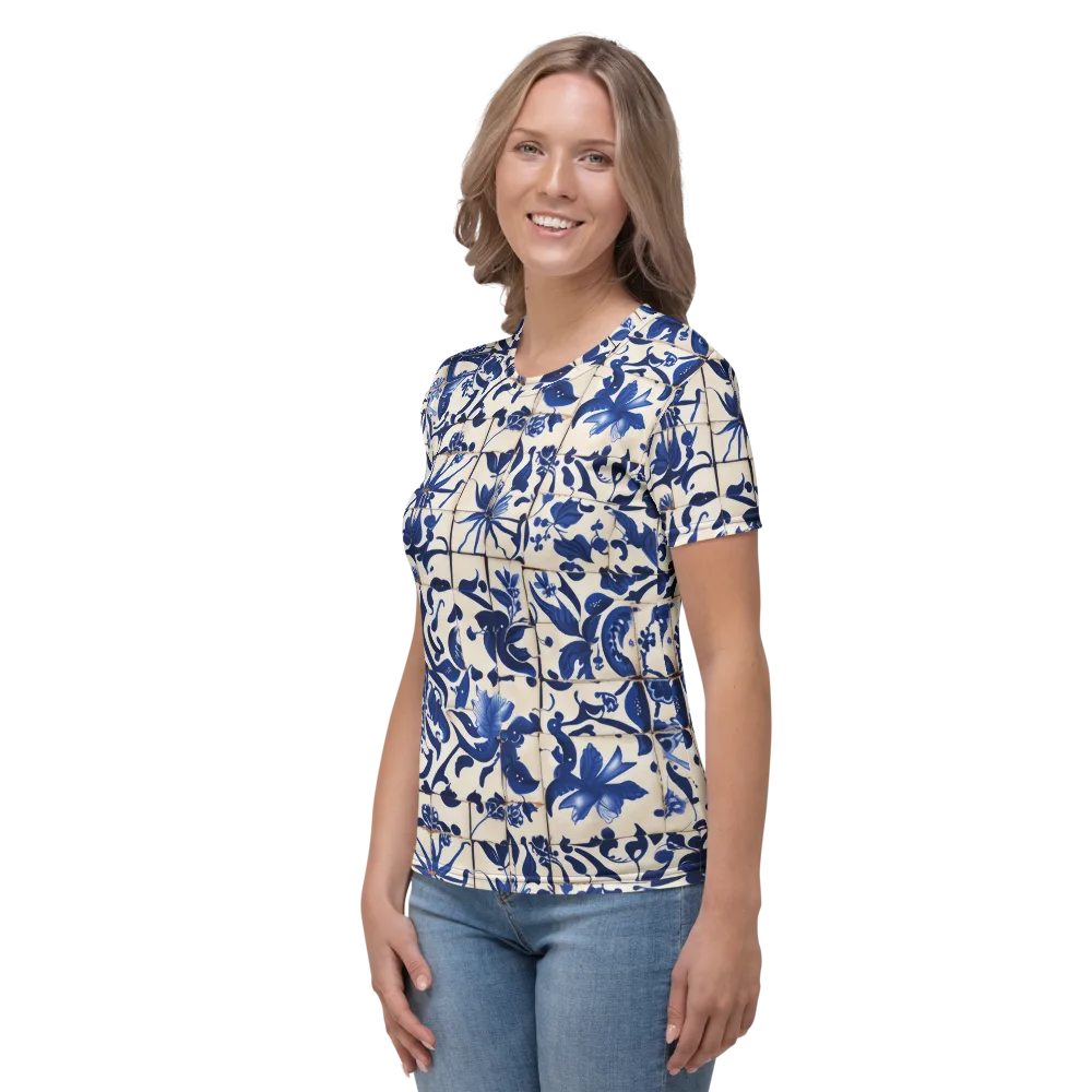 Cobalt Delft on Women's Crew Neck T-Shirt — Left
